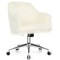 Beige Faux Fur Vanity Chair Adjustable Height Swivel Rolling Metal Base